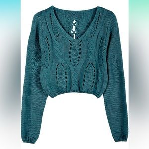 🦋2/$22 NWT Cyan tie-back crop sweater